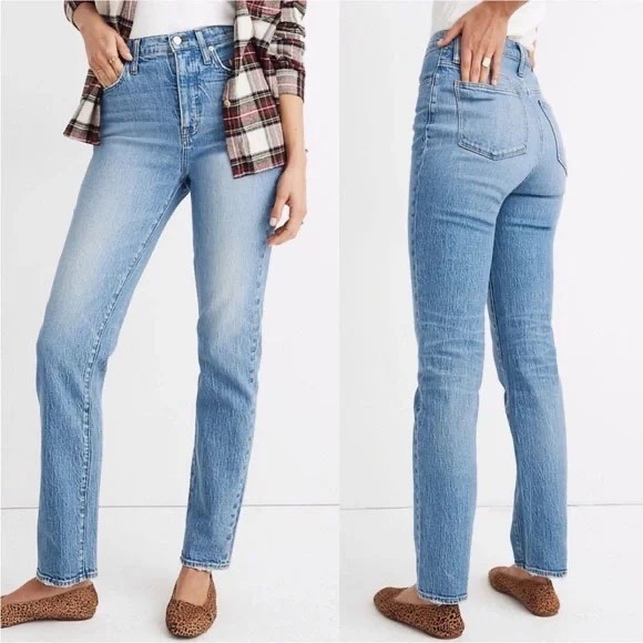 Madewell Full Length Classic Straight Leg Jeans Blue Wash Denim Womens Size 28
